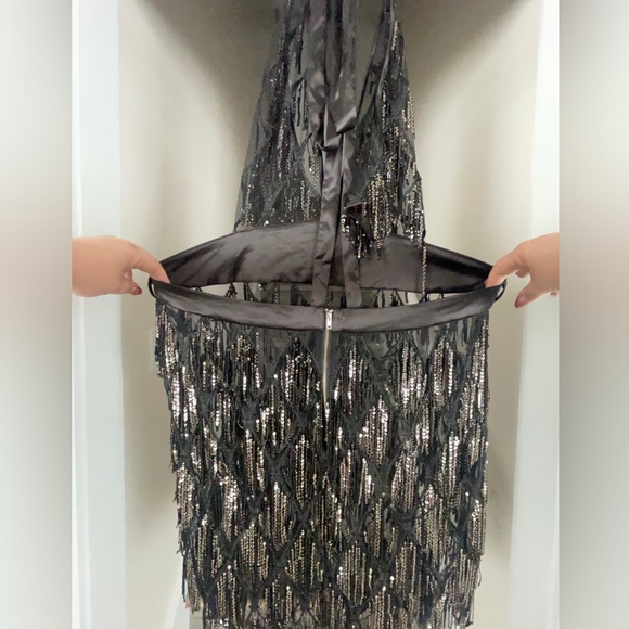 Fashion nova. Black sequin, sheer. VIP Status Dress. Size 3x. Warn once. - Picture 5 of 7